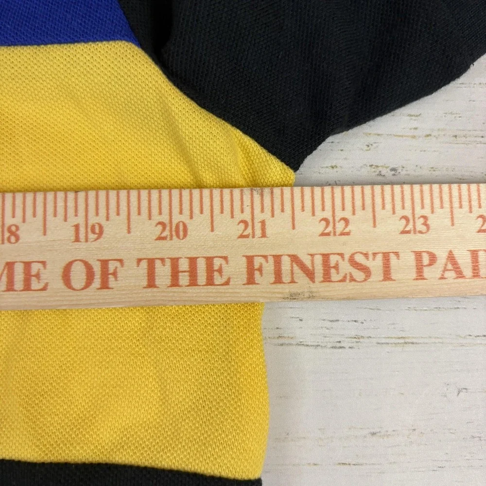 Polo Ralph Lauren Polo Shirt Mens M Blue Yellow Black Colorblock Classic Fit